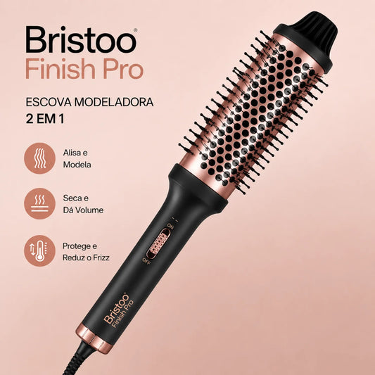 Escova Térmica Modeladora Bristoo Finish Pro 2 em 1 -Volume, Brilho e Menos Frizz