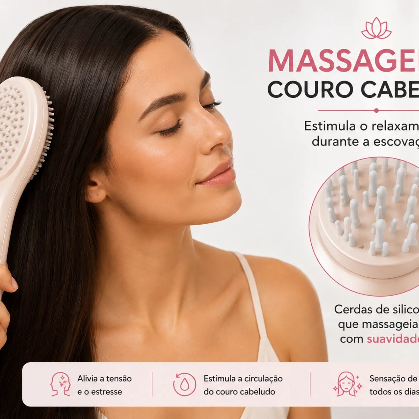 Escova Desembaraçadora Bristoo CleanBrush com Autolimpeza