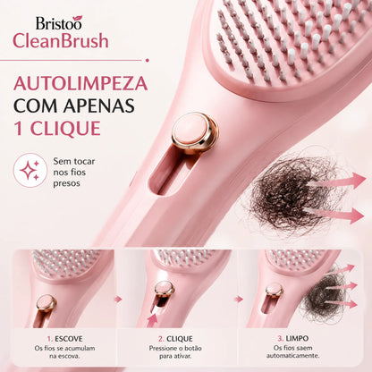 Escova Desembaraçadora Bristoo CleanBrush com Autolimpeza