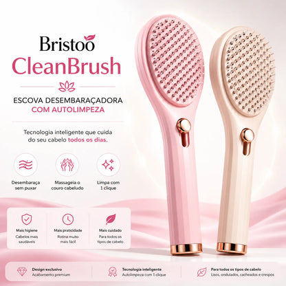 Escova Desembaraçadora Bristoo CleanBrush com Autolimpeza