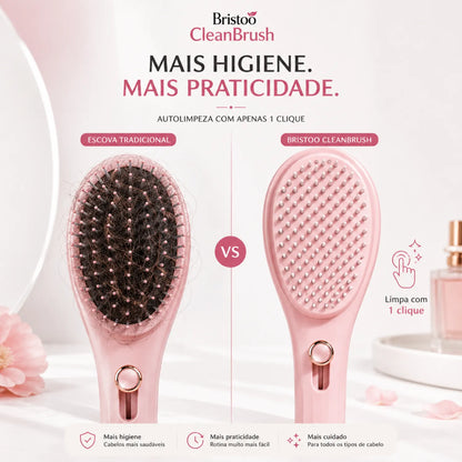 Escova Desembaraçadora Bristoo CleanBrush com Autolimpeza