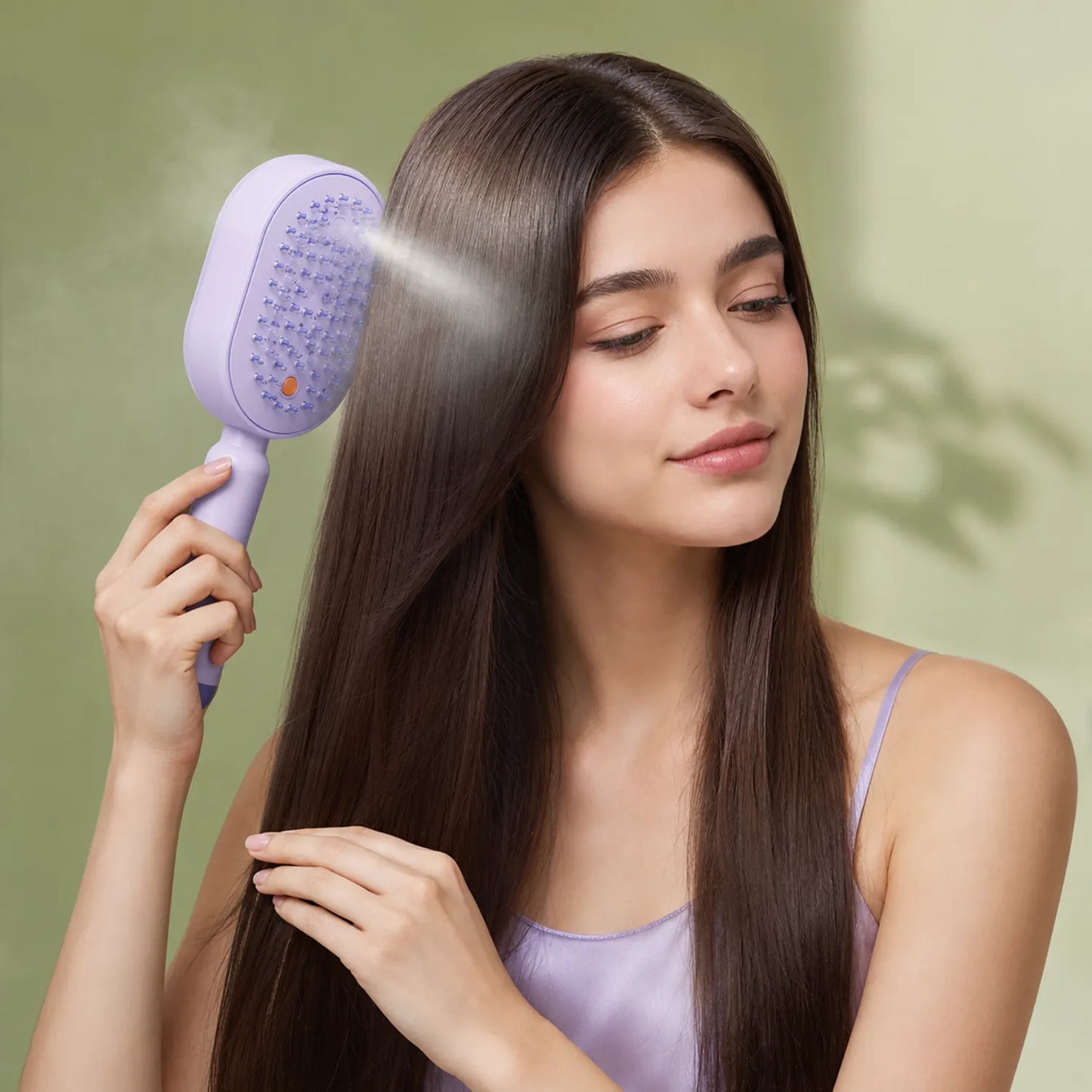 Escova Elétrica A Vapor, Escova De Cabelo Com Nano Neblina Spray Antifrizz