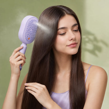 Escova Elétrica A Vapor, Escova De Cabelo Com Nano Neblina Spray Antifrizz