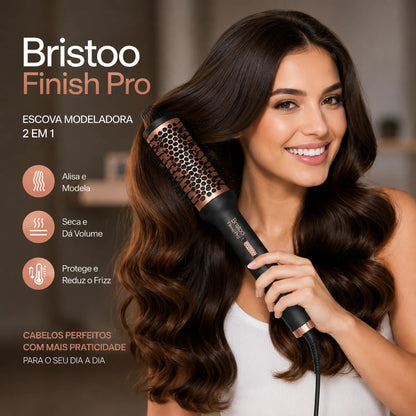 Escova Térmica Modeladora Bristoo Finish Pro 2 em 1 -Volume, Brilho e Menos Frizz