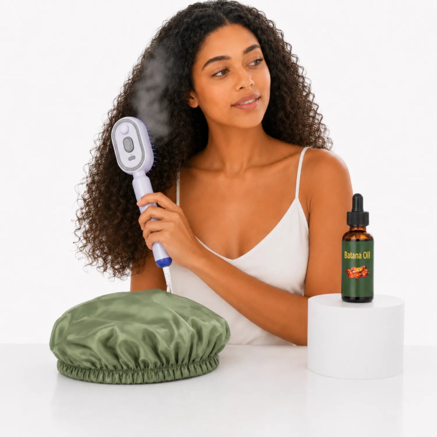 Kit Ritual Capilar  — Óleo de Batana + Escova a Vapor + Touca de Cetim
