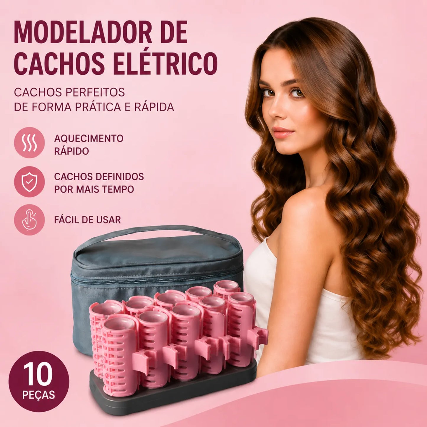 Modelador de Cachos Elétrico Bristoo 10 Rolos