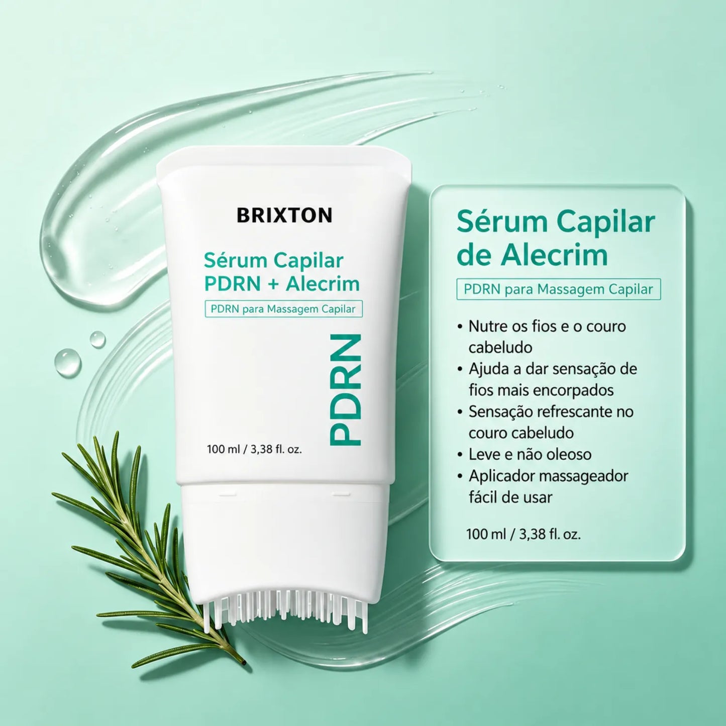Sérum Capilar PDRN + Alecrim com Aplicador Massageador Brixton 250 ml