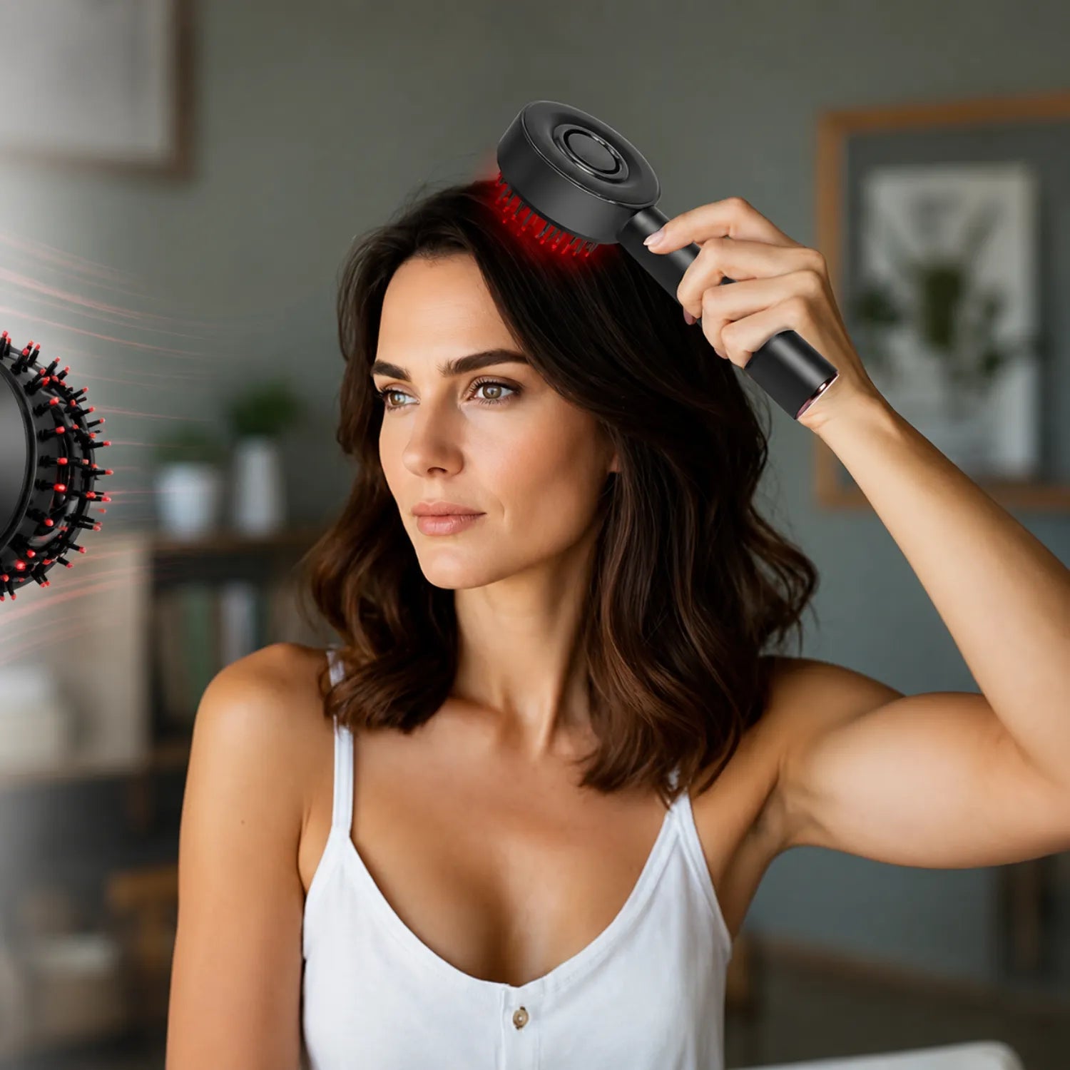 Escova Elétrica De Massagem Térmica Para Corpo E Rosto, Branco E Preto