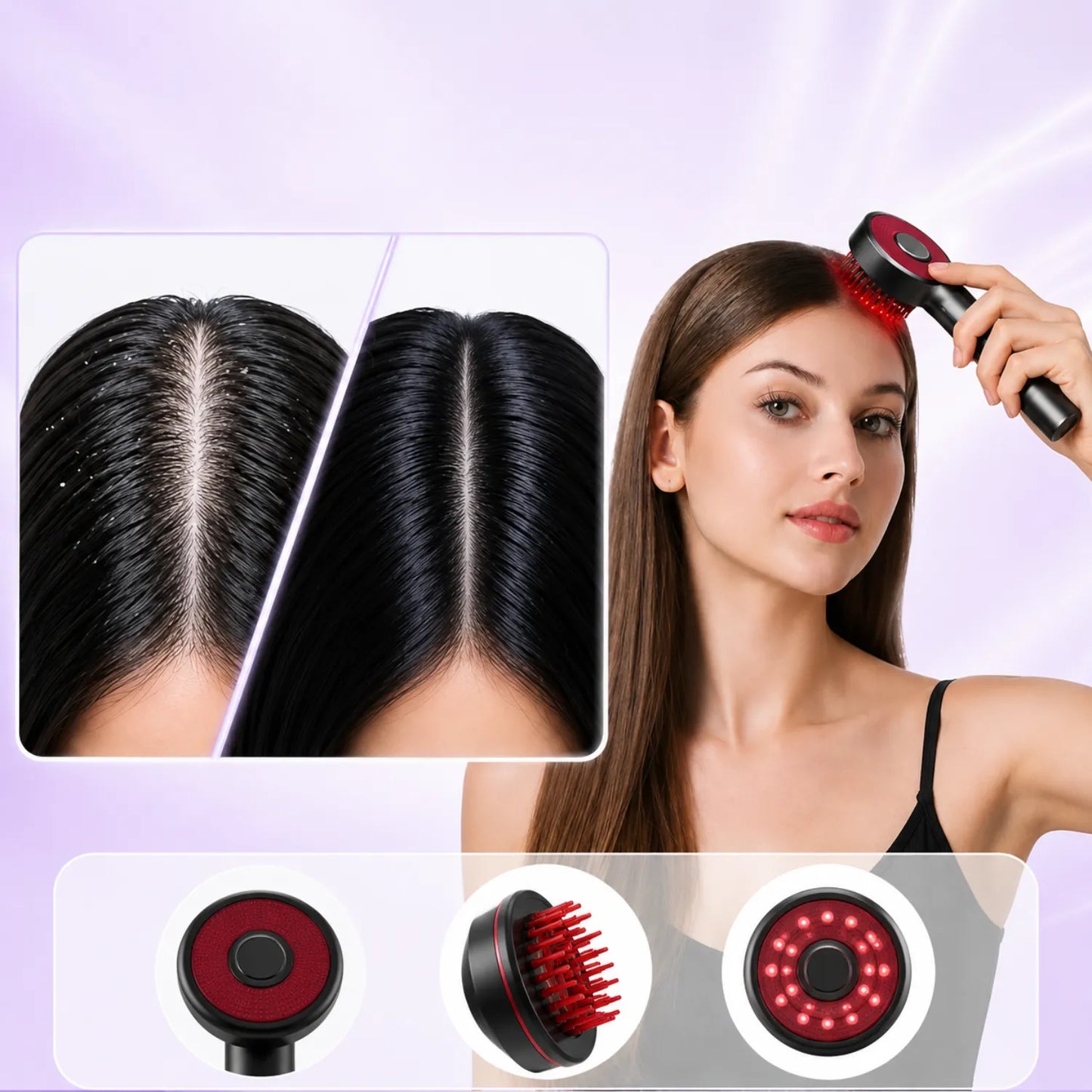 Escova Massageadora Capilar LED BristooHair